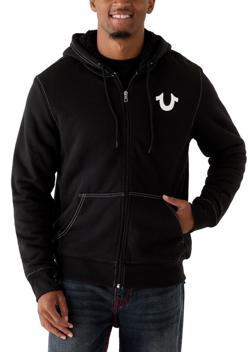 True Religion Men's Sherpa Lined Graphic Logo Hoodie | Belk