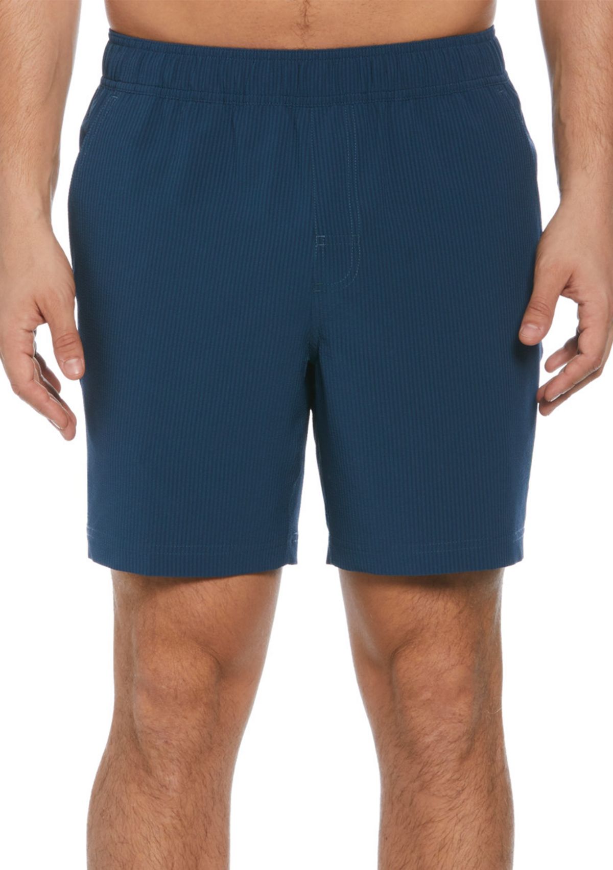 Mens Pull On Seersucker Solid 7 Shorts
