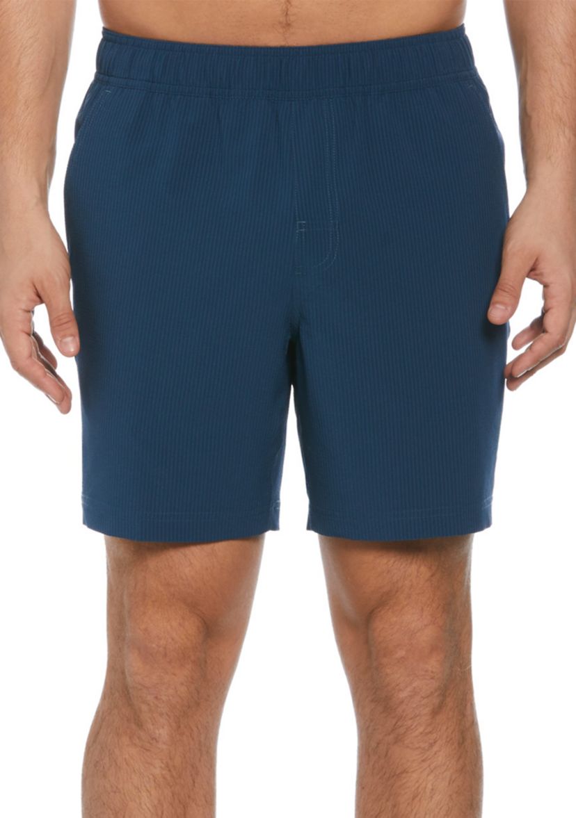 Mens Pull On Seersucker Solid 7 Shorts