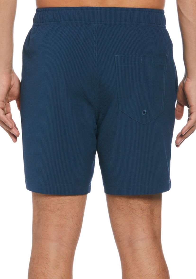 Mens Pull On Seersucker Solid 7 Shorts