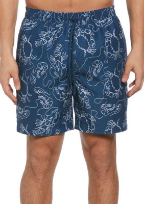 Southern Proper Men's 7" Navy Crab Outline Swim Shorts