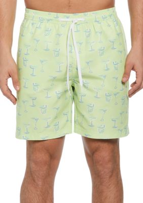 Southern Proper Men's 7" Yellow Cocktails Print Swim Shorts