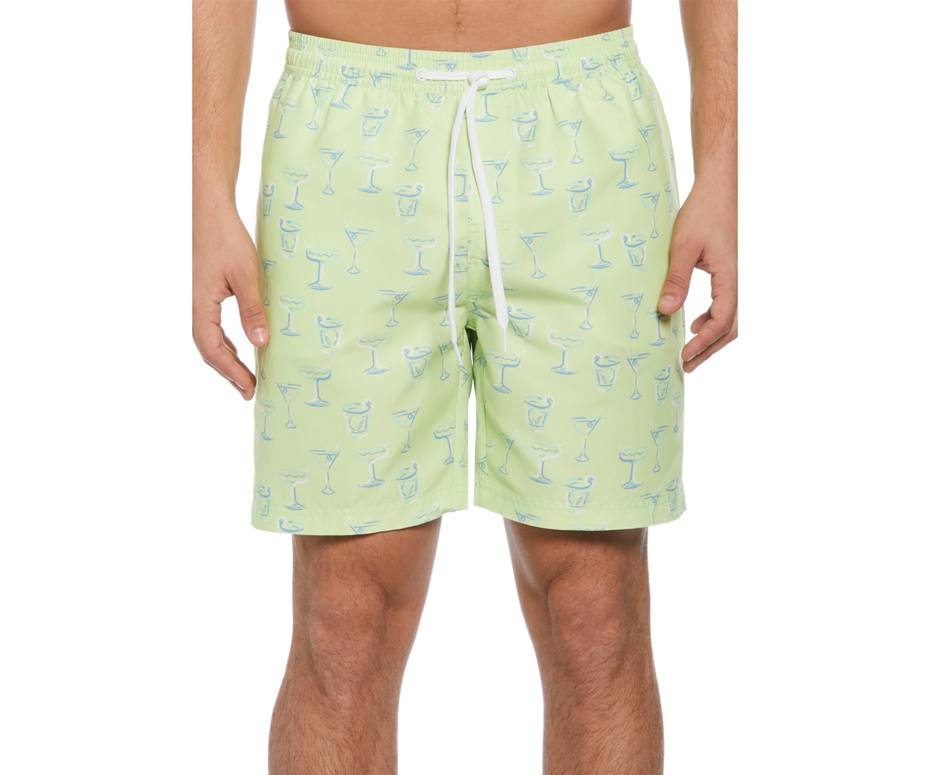 7" Yellow Cocktails Print Swim Shorts
