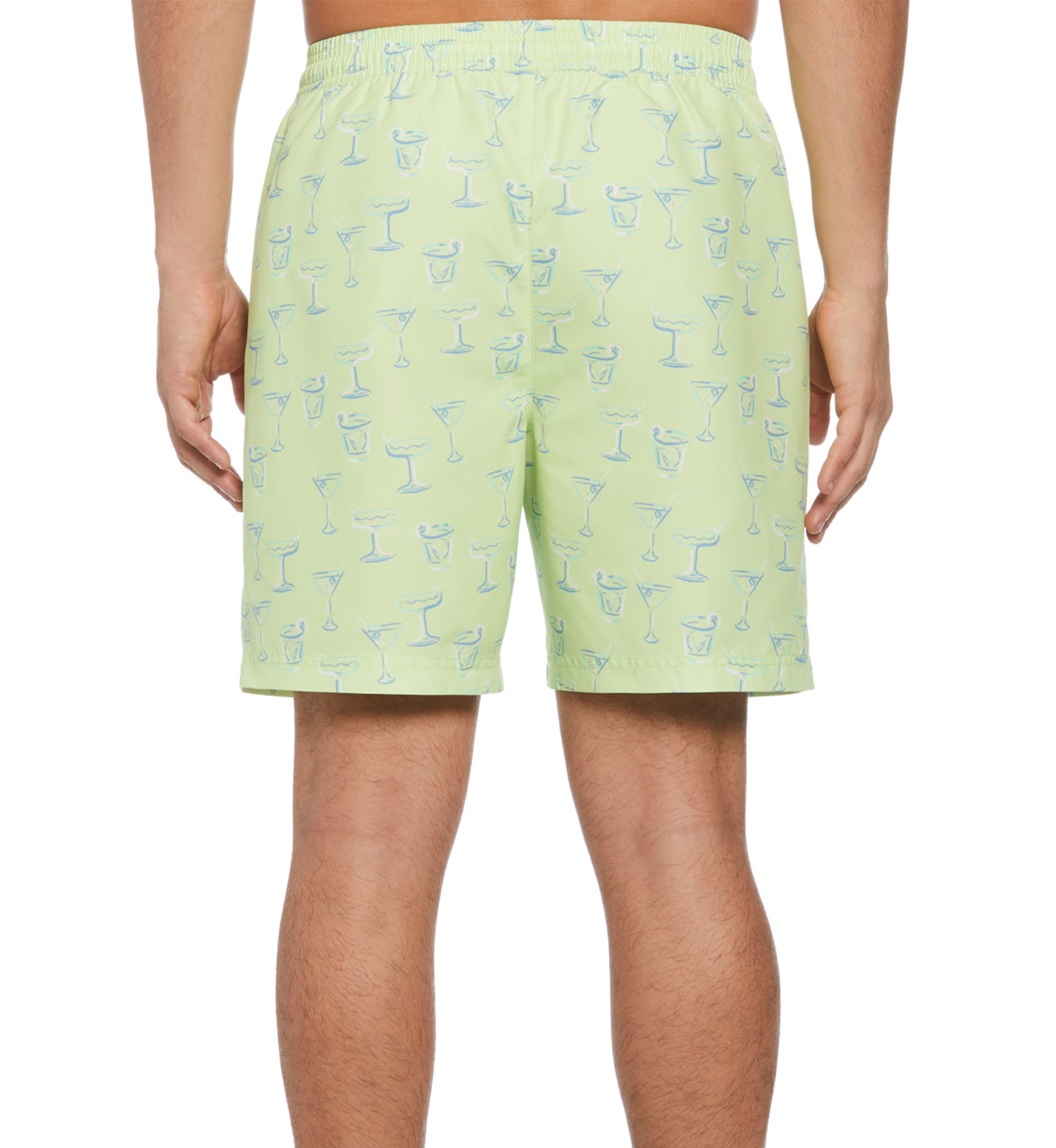 7" Yellow Cocktails Print Swim Shorts