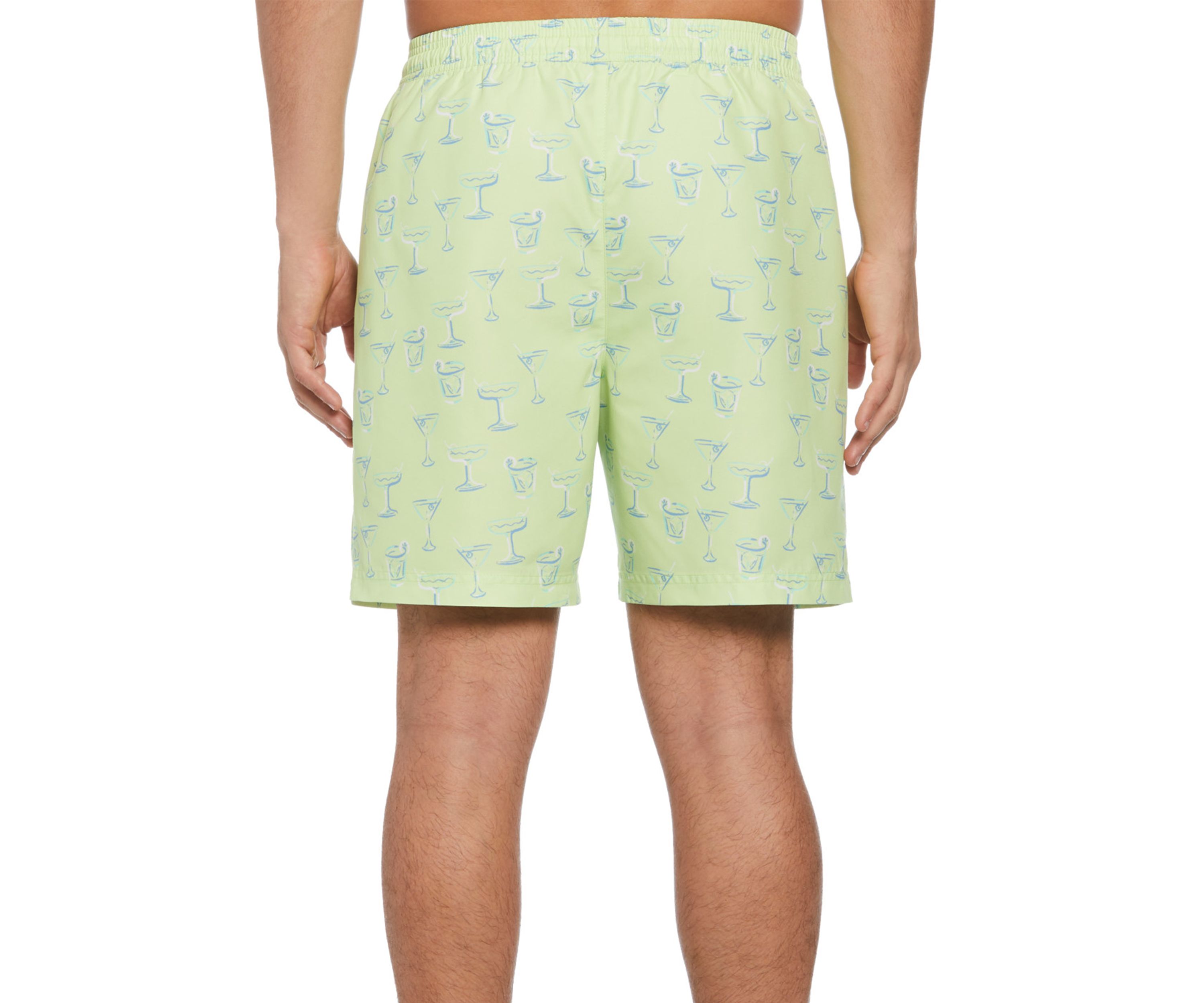 7" Yellow Cocktails Print Swim Shorts
