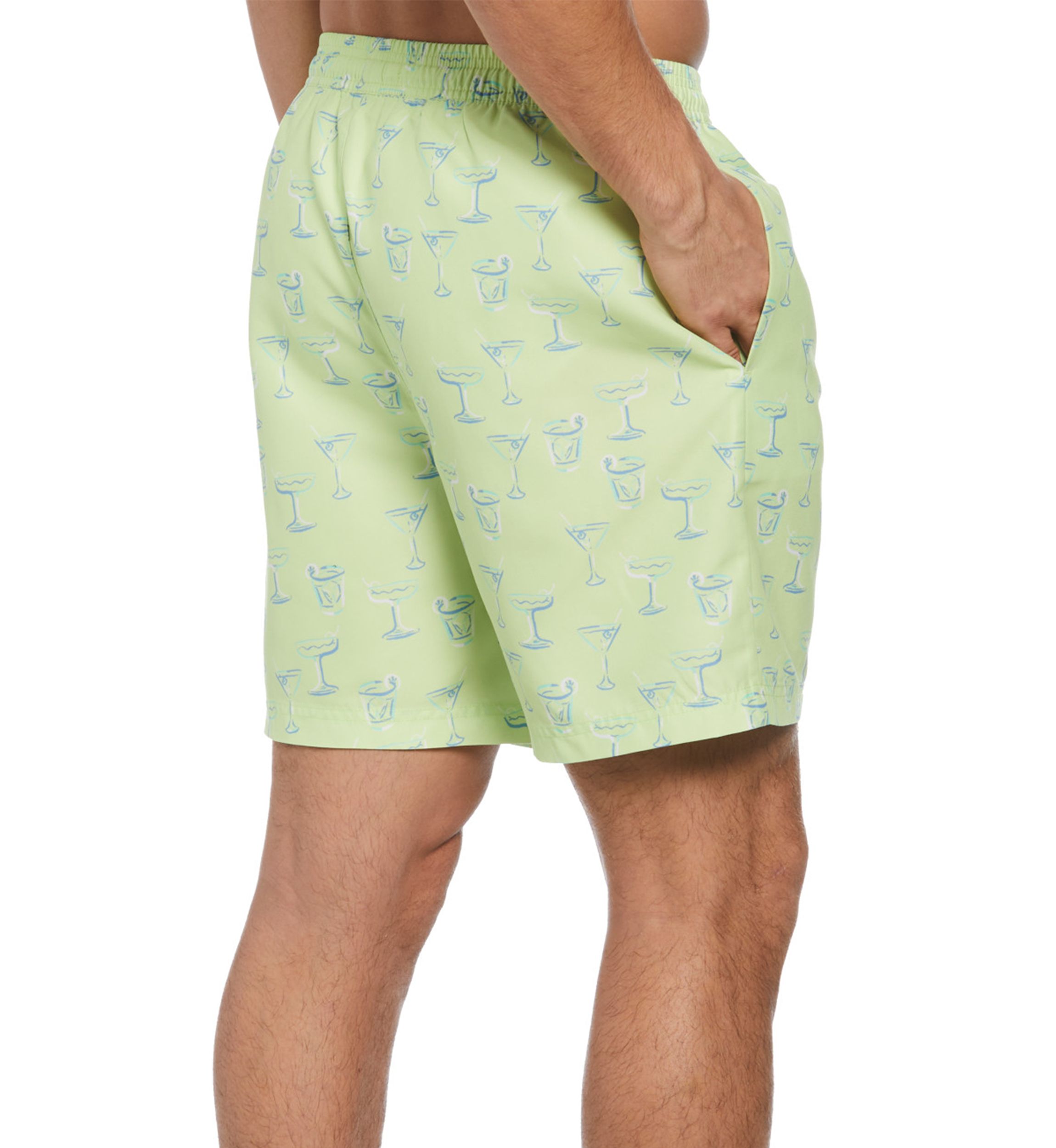 7" Yellow Cocktails Print Swim Shorts