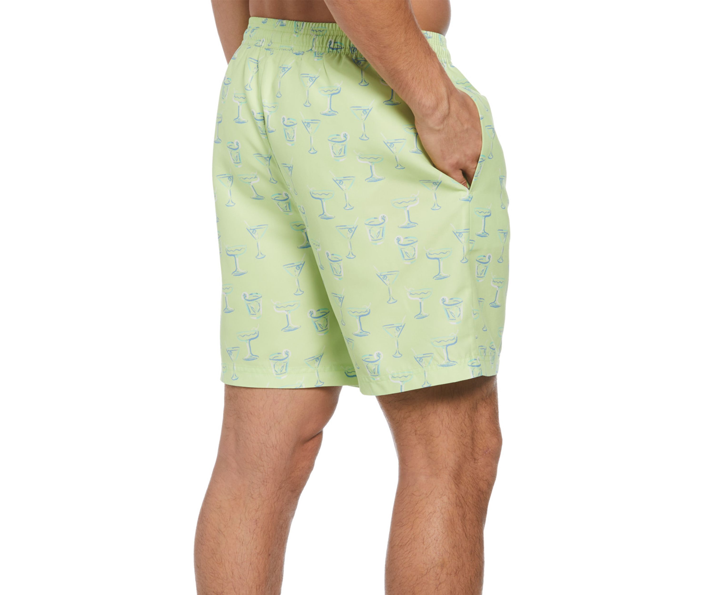 7" Yellow Cocktails Print Swim Shorts
