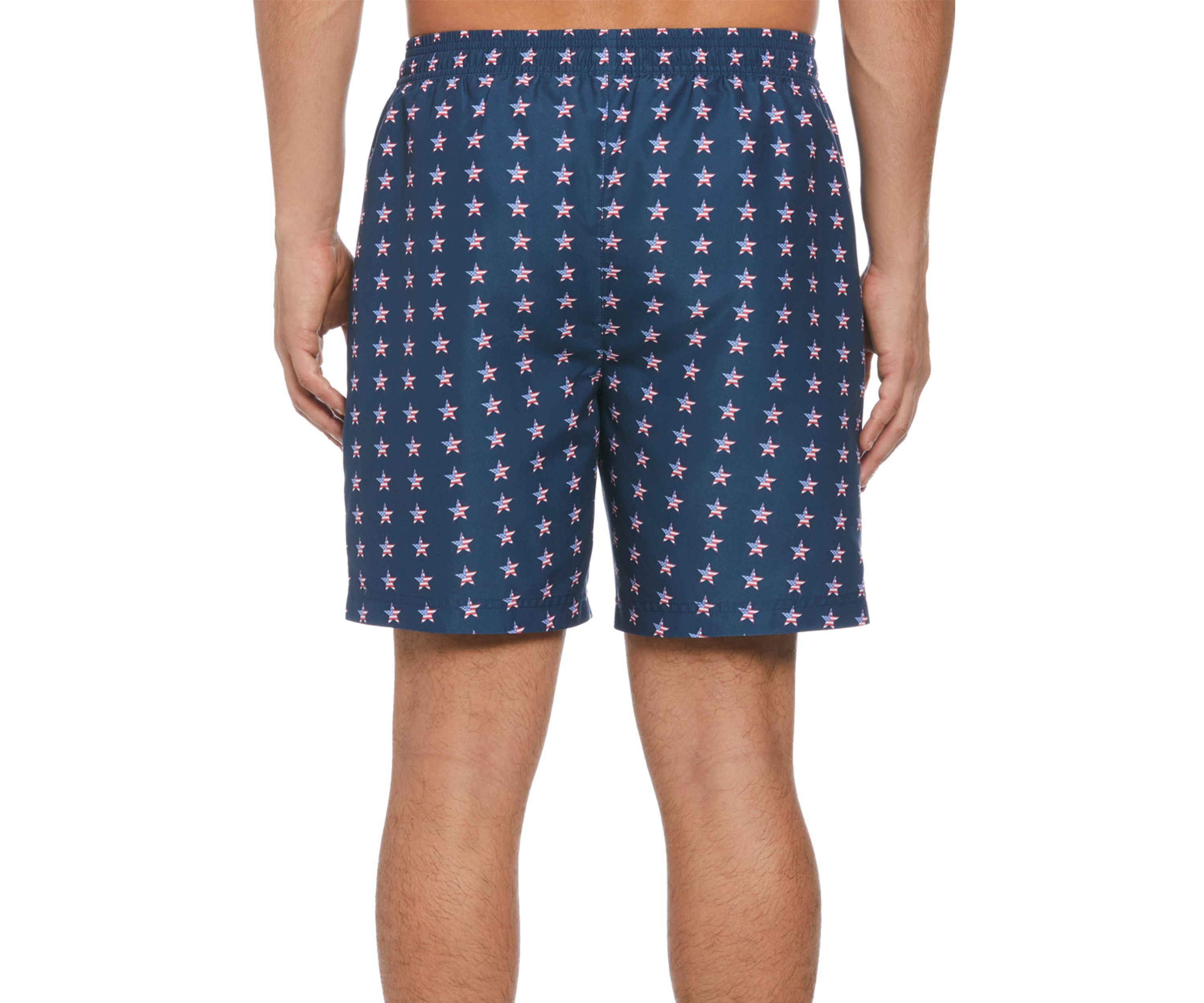 7" Navy Stars Printed Swim Shorts
