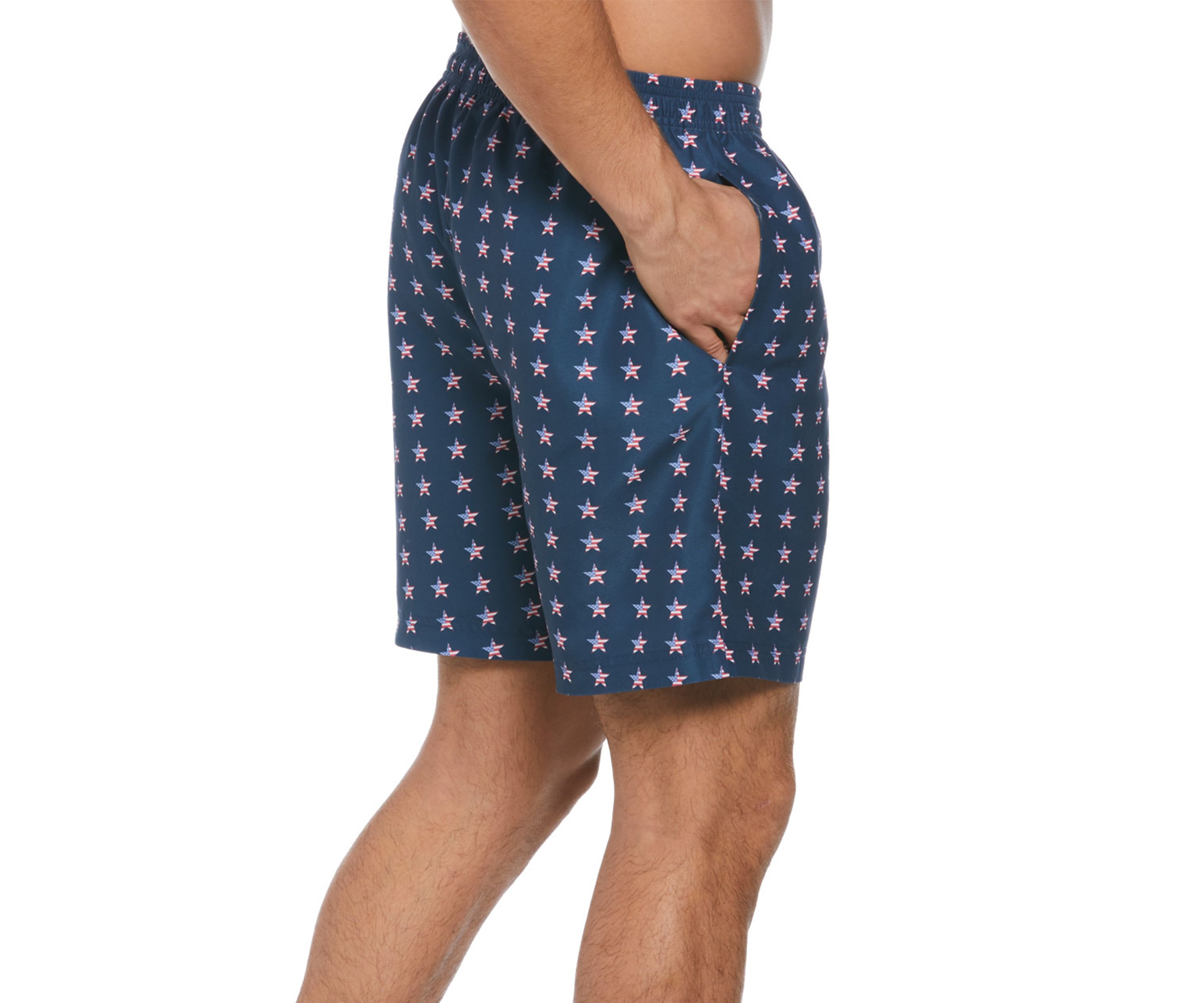 7" Navy Stars Printed Swim Shorts