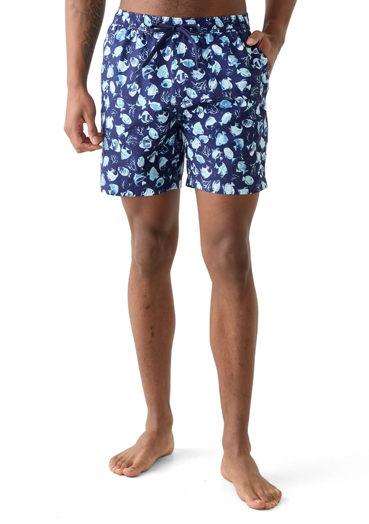 Fish Print Swim Trunks 