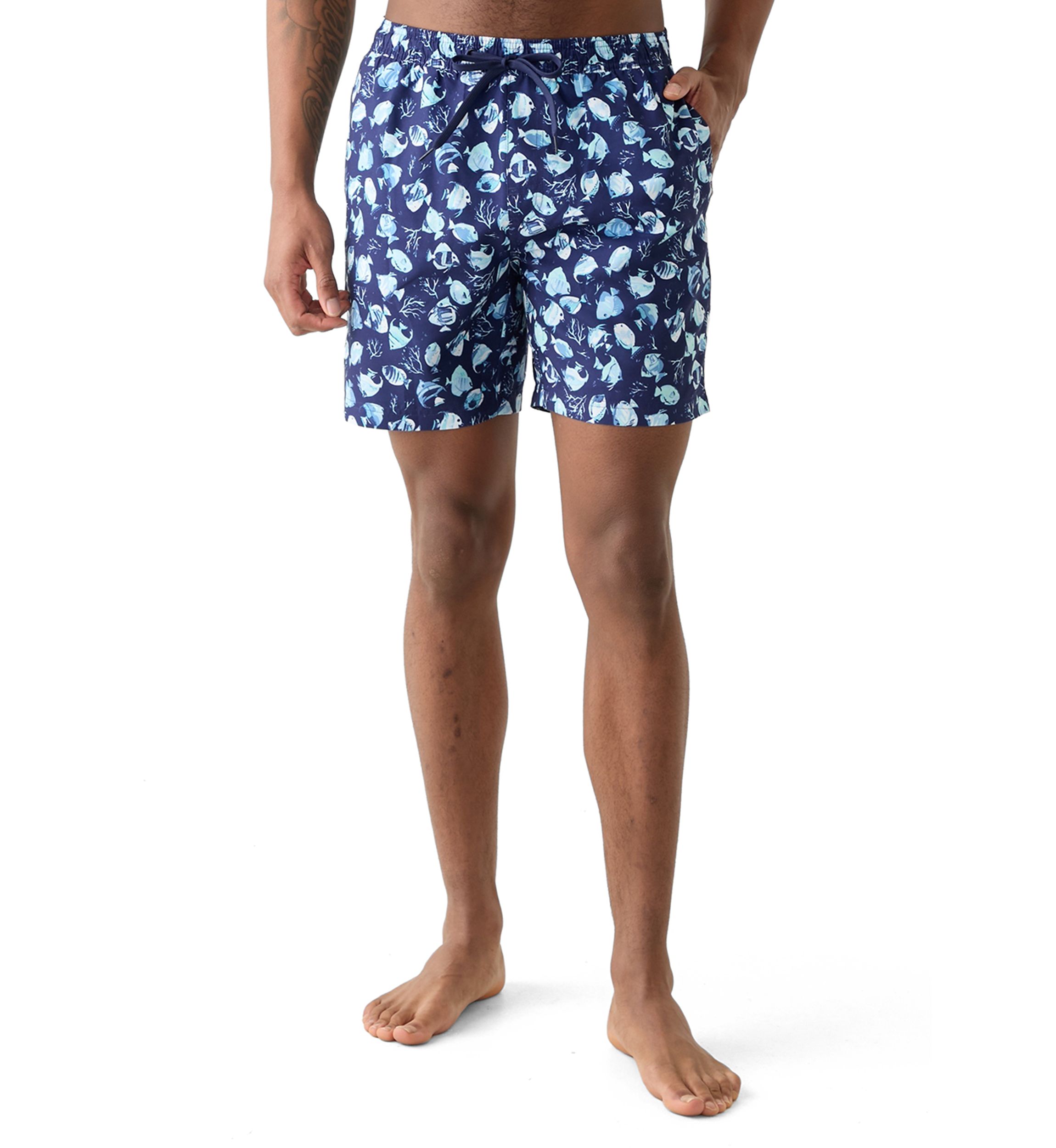 Fish Print Swim Trunks 