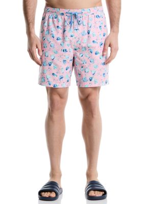 Southern Proper Men's Fish Print Swim Trunks, Pink, 2XL