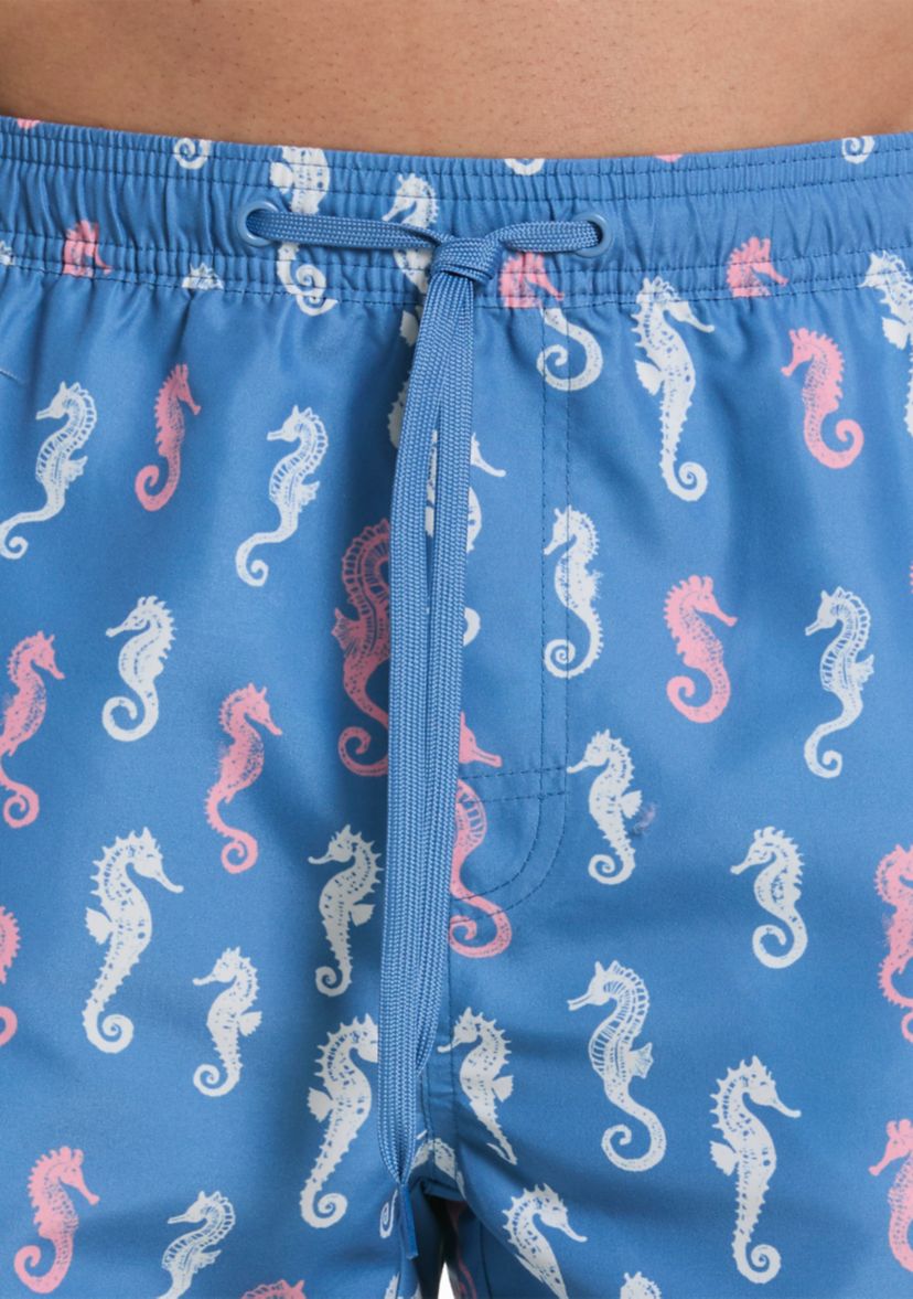 Seahorse Print Swim Trunks