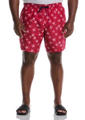 Southern Proper Men's Big & Tall Starfish Print Swim Trunks, 3XL Tall