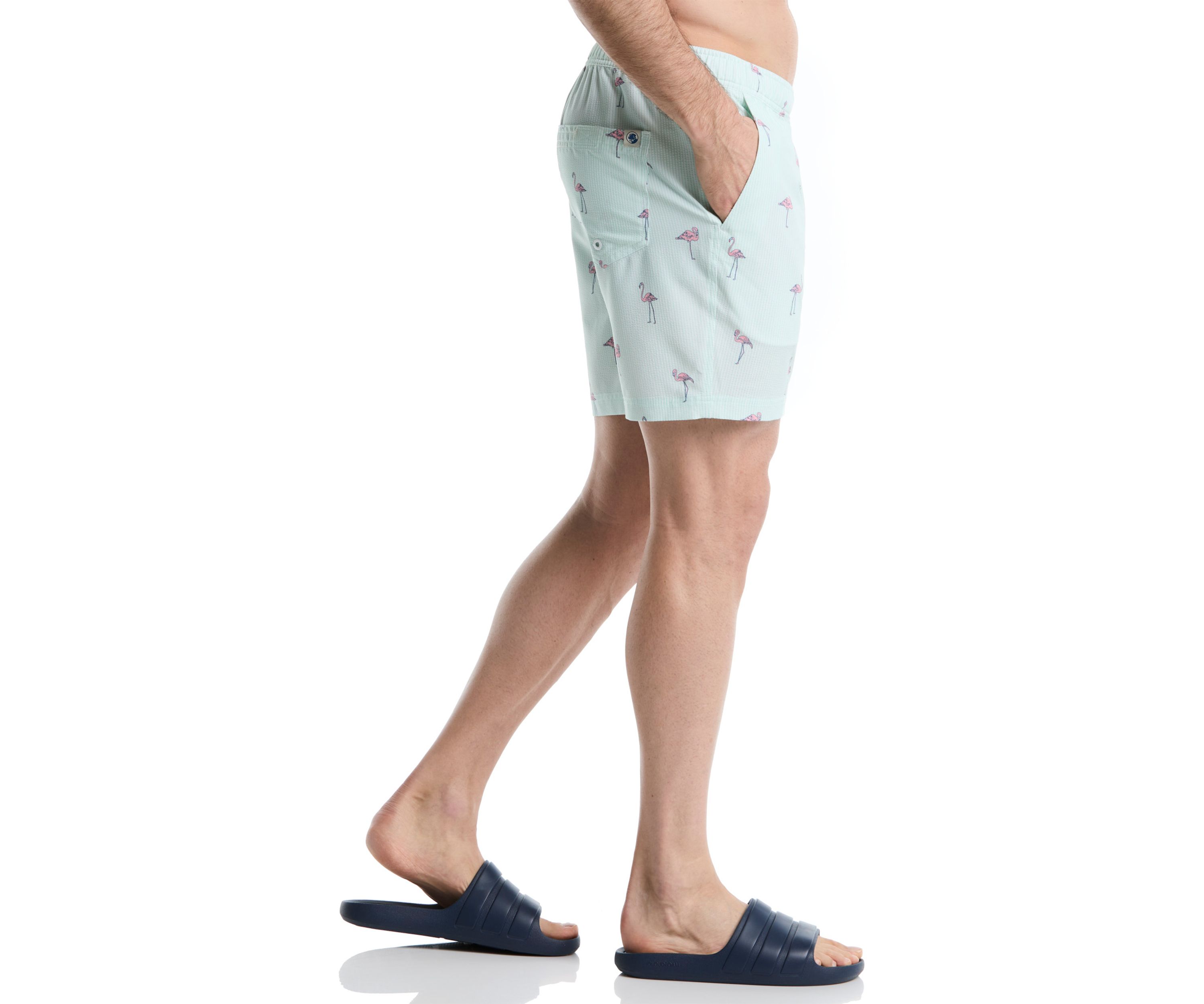 Big & Tall Flamingo Print Seersucker Shorts
