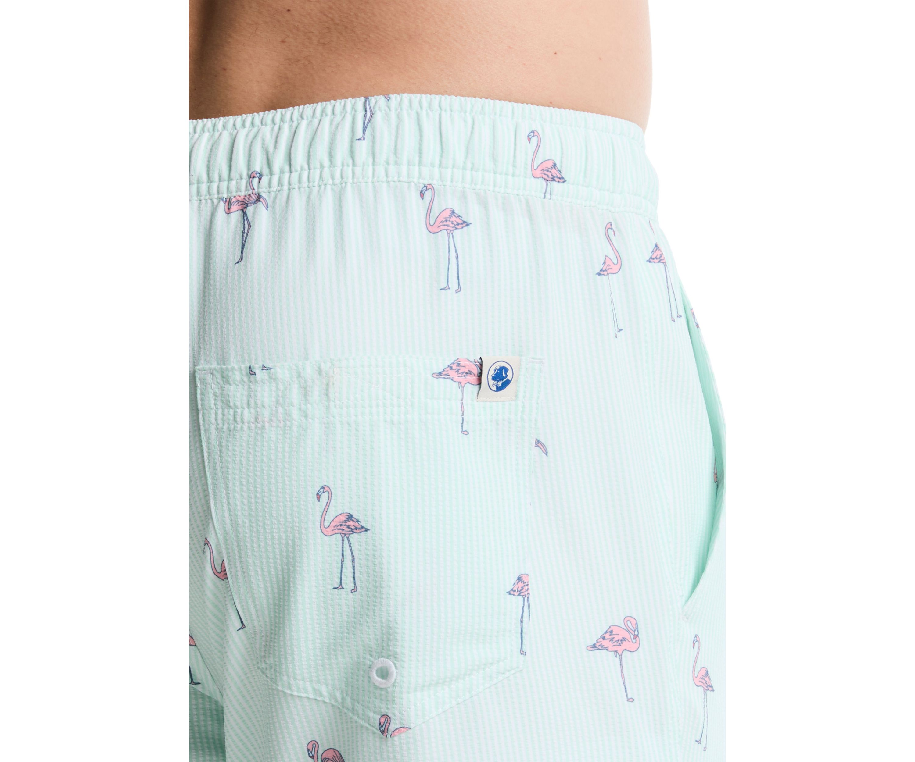 Big & Tall Flamingo Print Seersucker Shorts