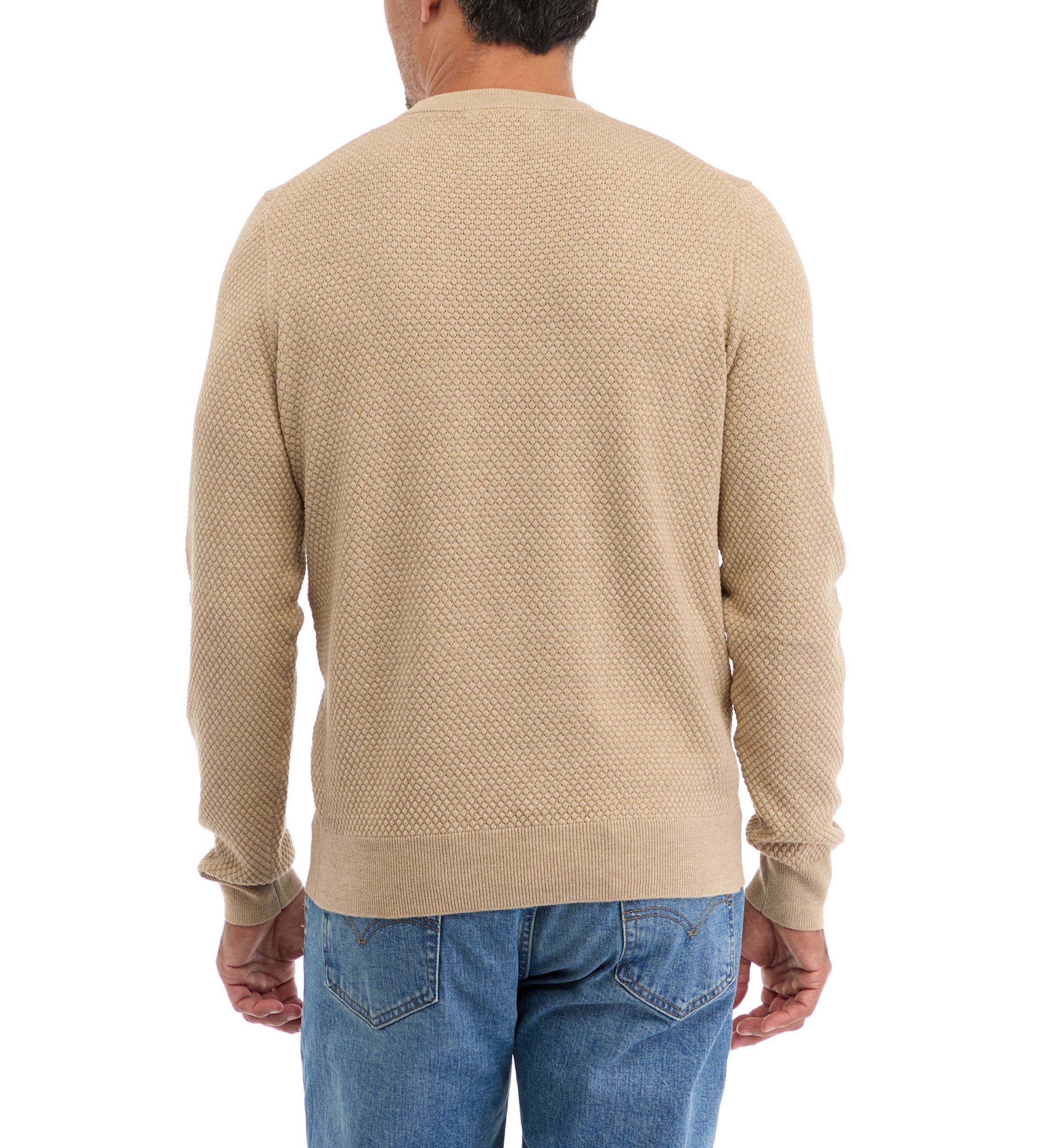 Mens Solid Textured Crew Sweater 