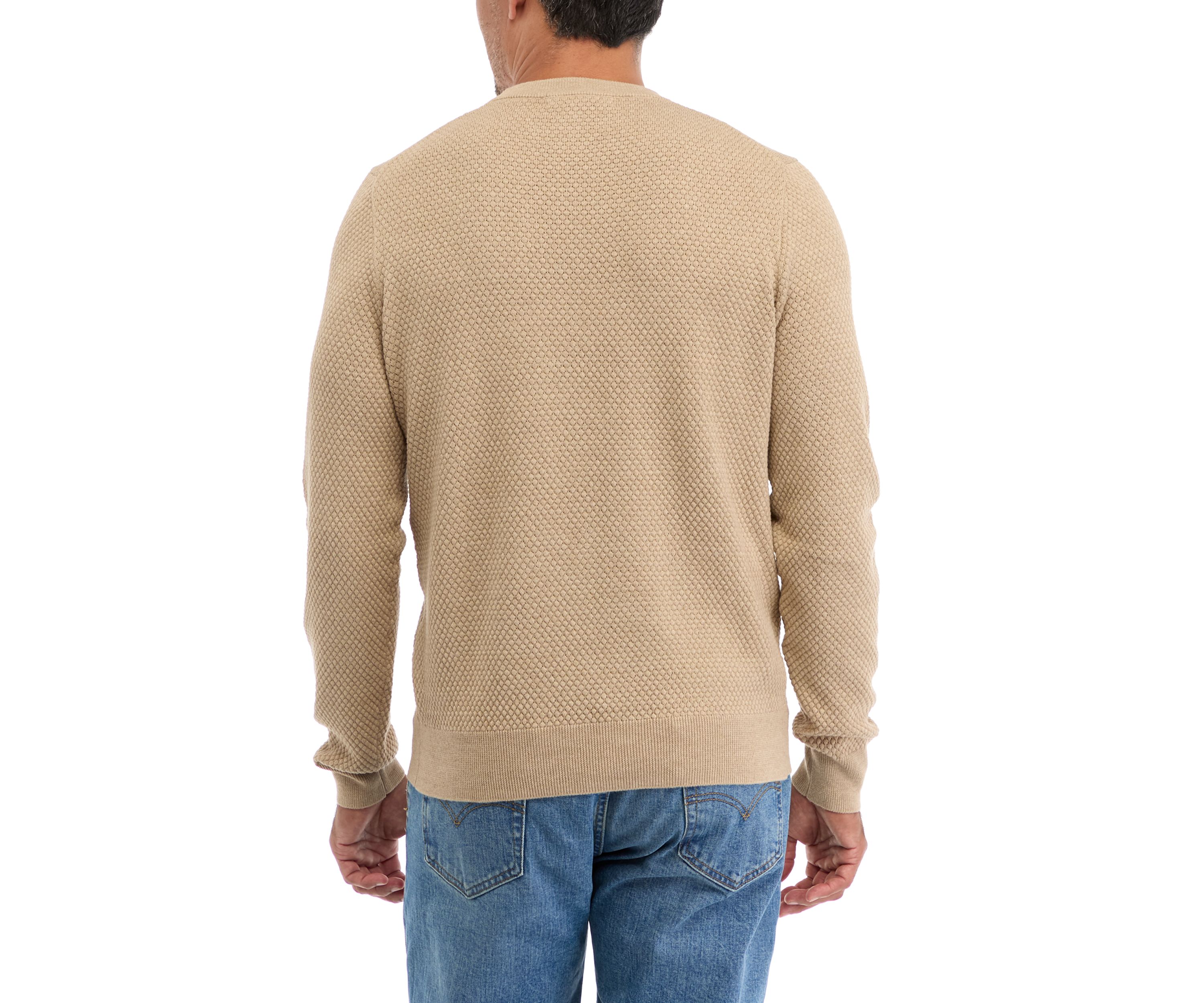 Mens Solid Textured Crew Sweater 