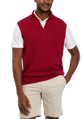 Southern Proper Men's 1/4 Zip Sweater Vest, Red, Medium