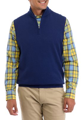 Southern Proper Men's 1/4 Zip Sweater Vest, Blue, Small