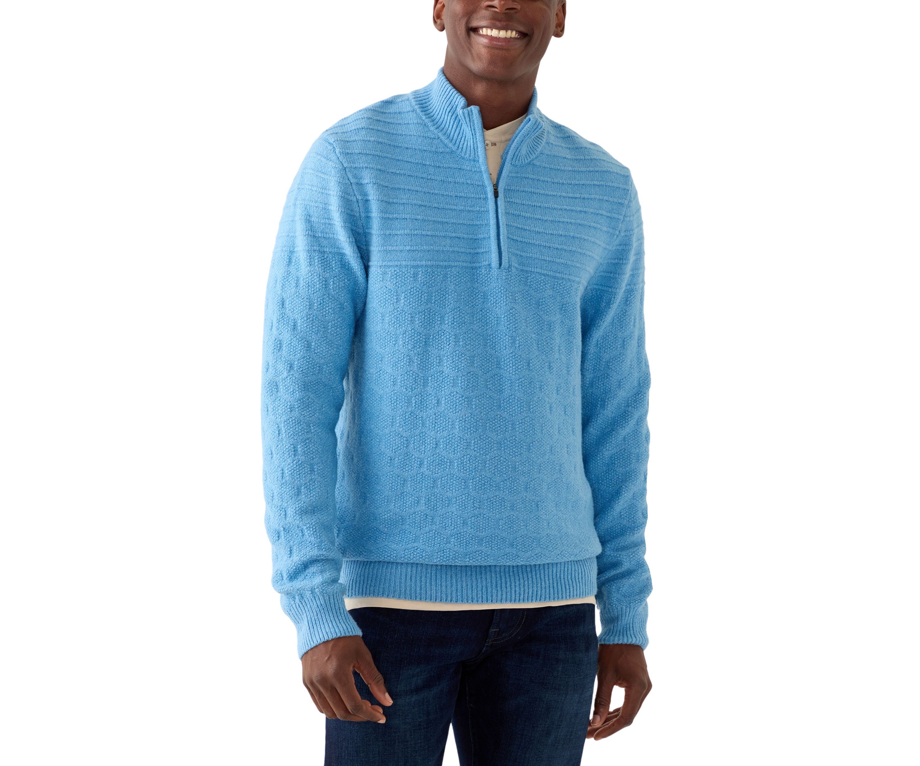 Mens Textured 1/4 Zip Sweater 