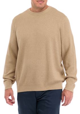 Southern Proper Men's Big & Tall Solid Textured Crew Neck Sweater, 3XL Tall