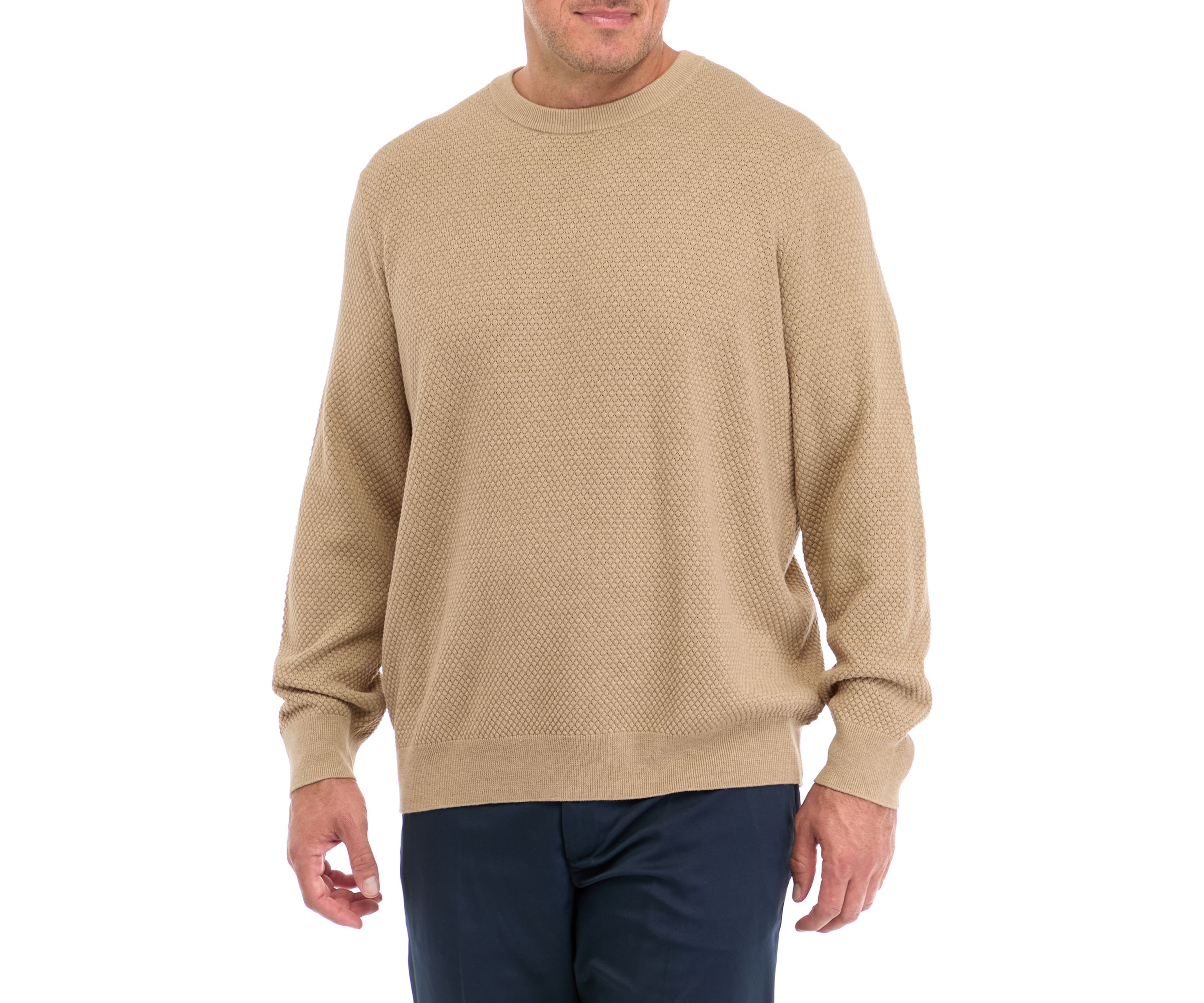 Big & Tall Solid Textured Crew Neck Sweater