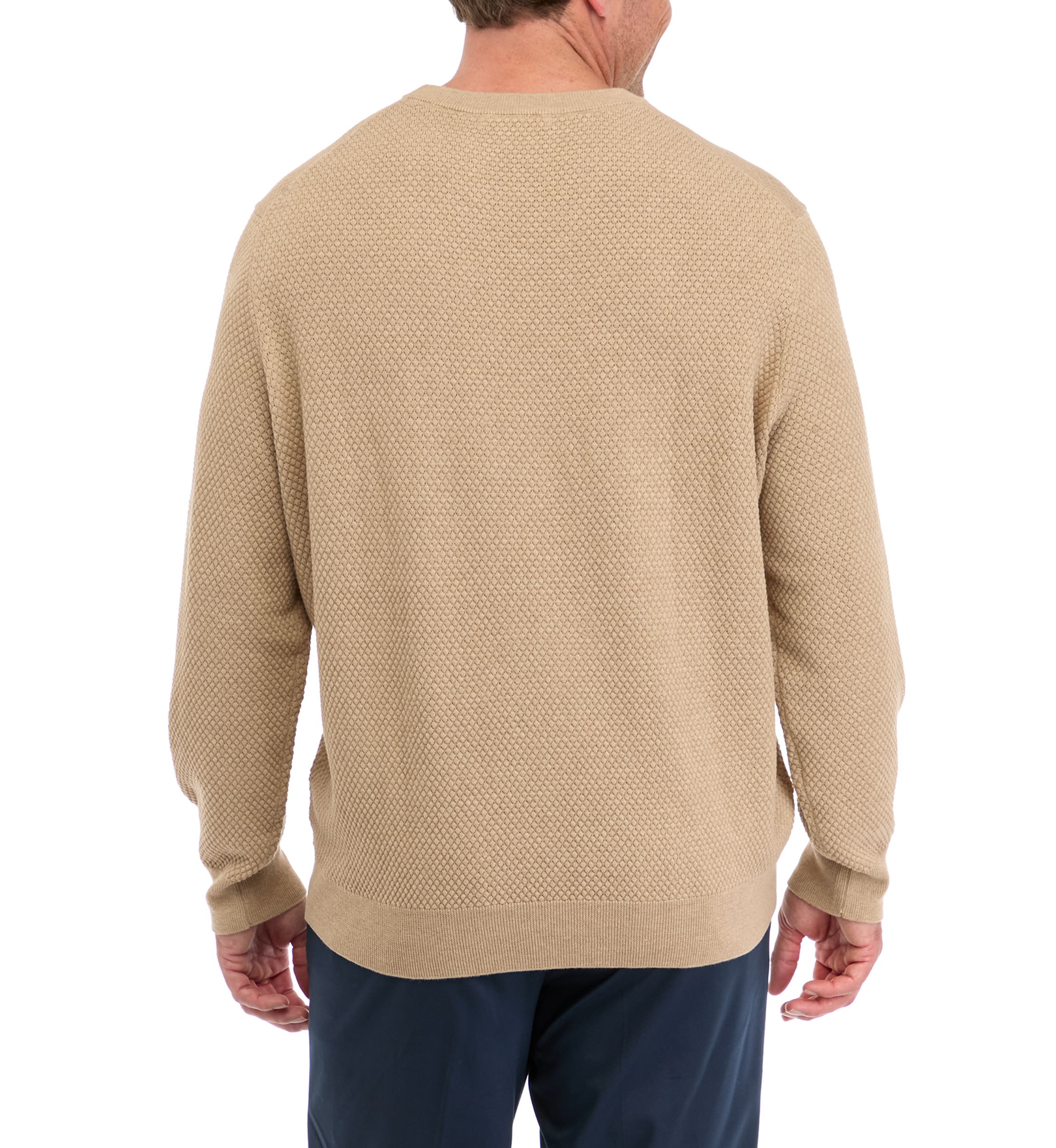 Big & Tall Solid Textured Crew Neck Sweater