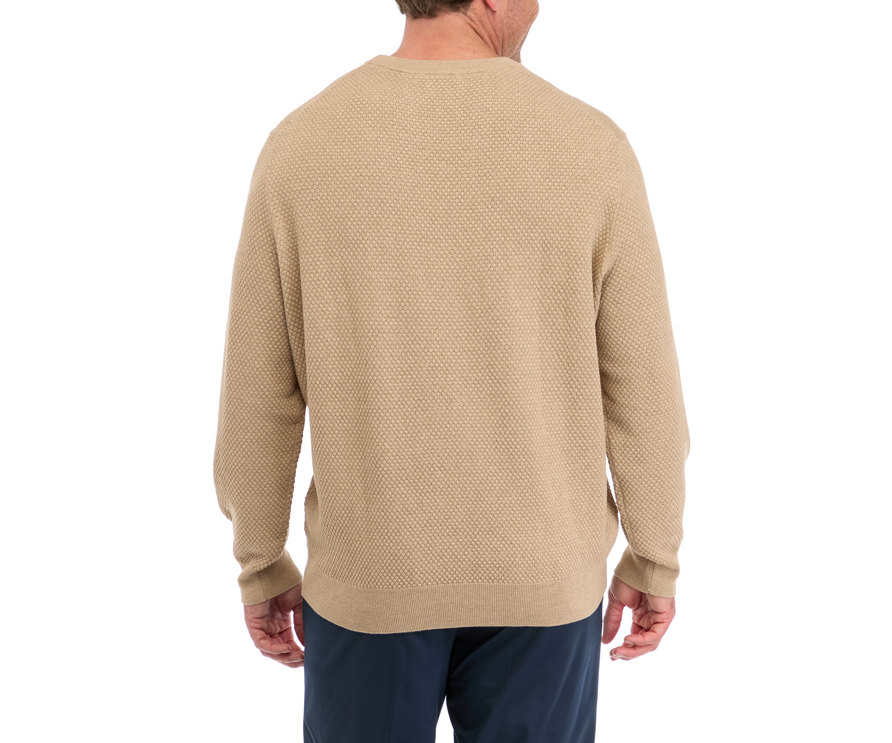 Big & Tall Solid Textured Crew Neck Sweater