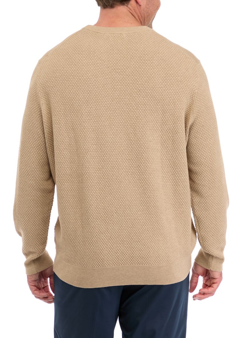 Big & Tall Solid Textured Crew Neck Sweater