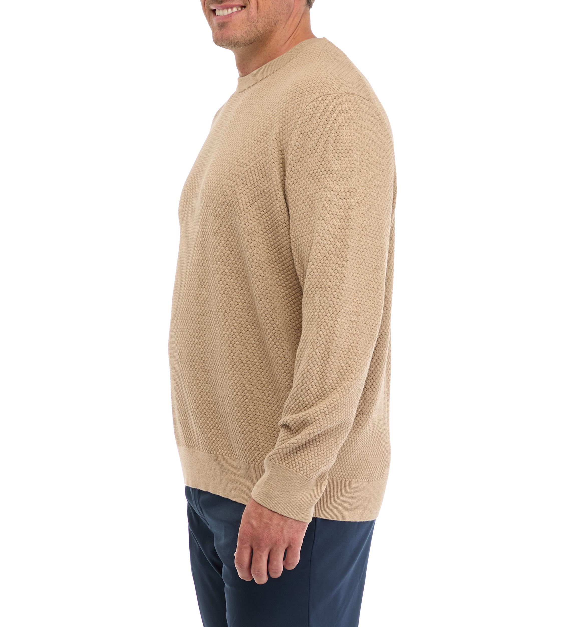 Big & Tall Solid Textured Crew Neck Sweater