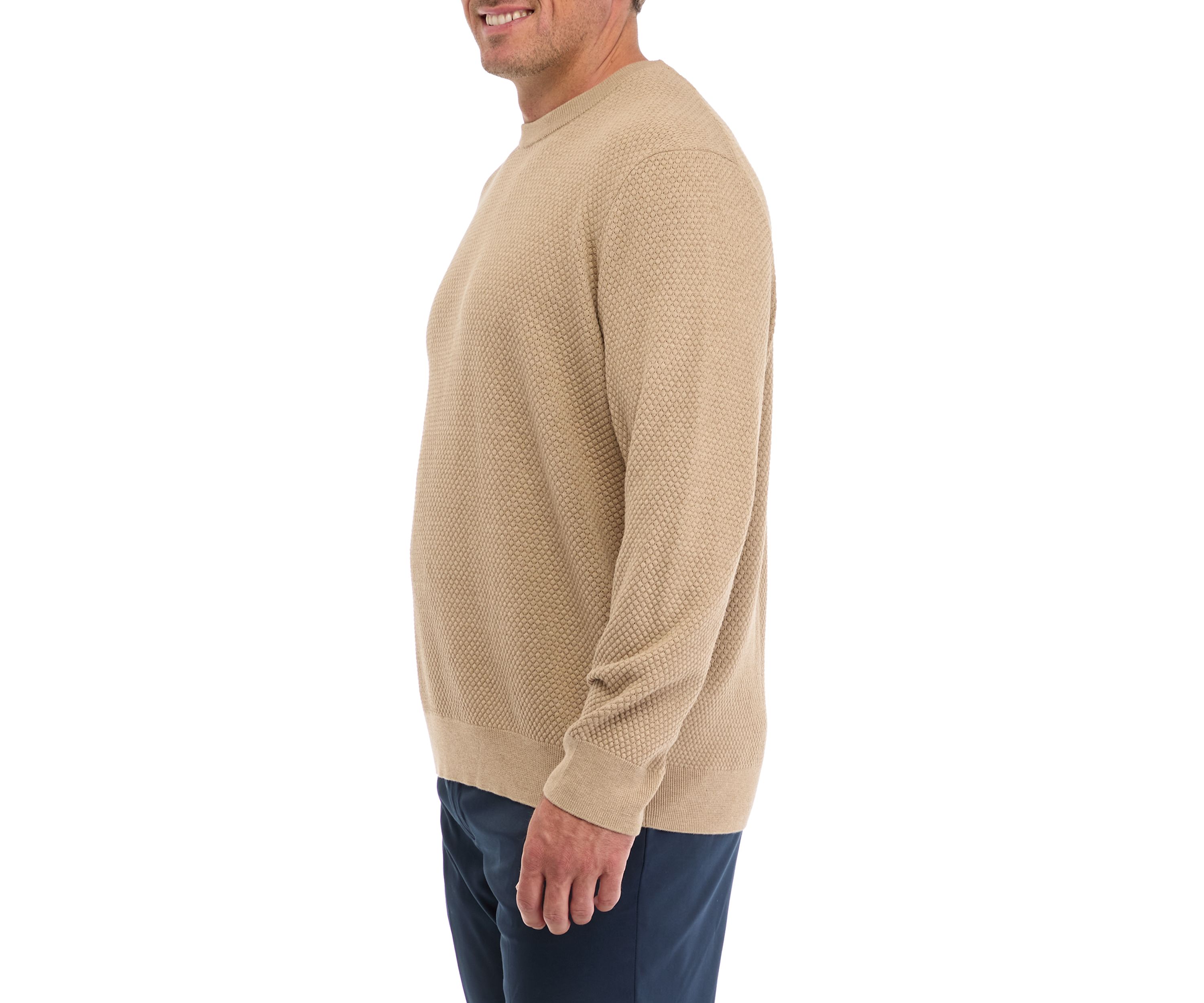 Big & Tall Solid Textured Crew Neck Sweater