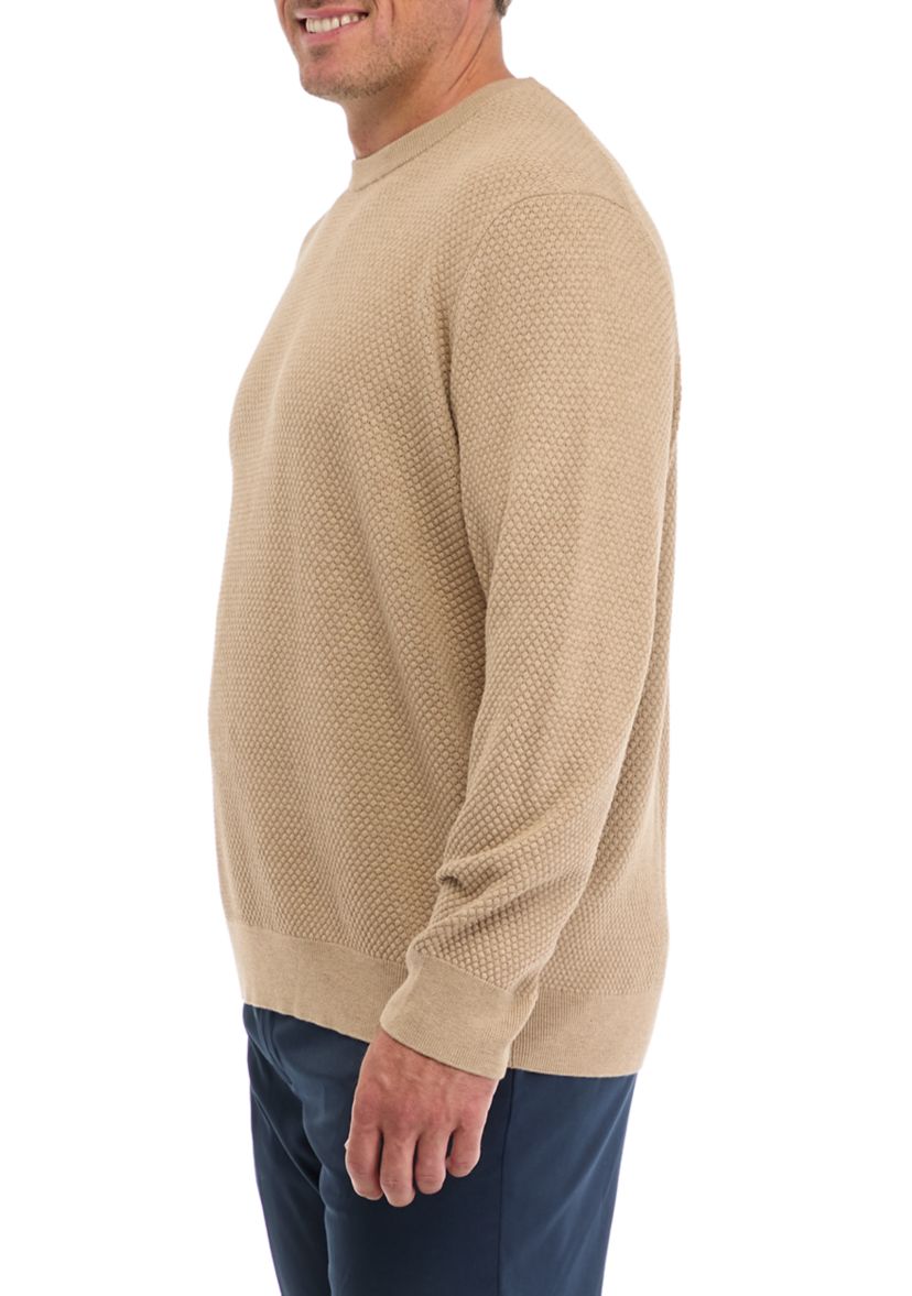 Big & Tall Solid Textured Crew Neck Sweater