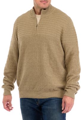 Southern Proper Men's Big & Tall Long Sleeve Textured 1/4 Zip Sweater, 3XL Tall