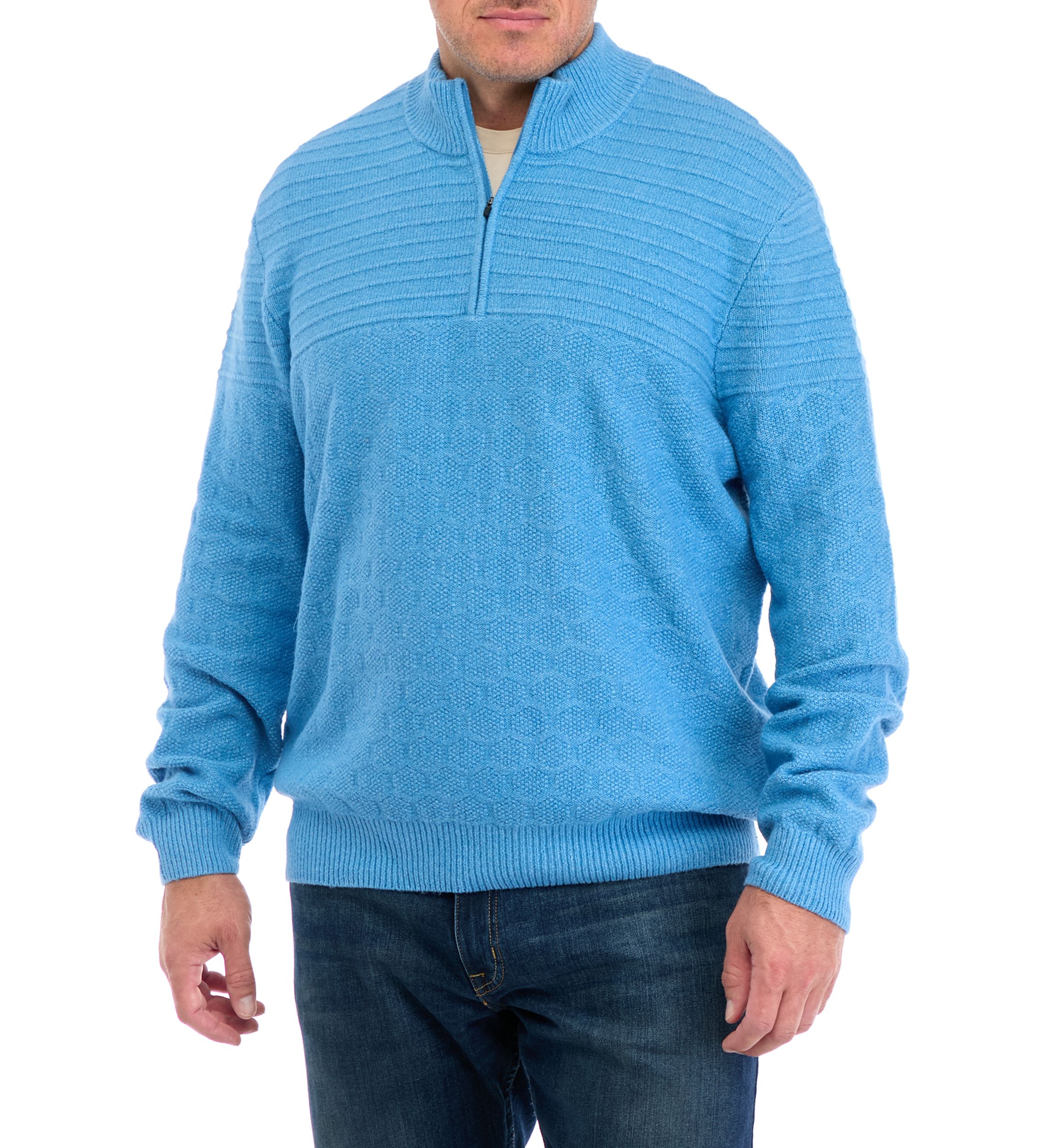 Big & Tall Long Sleeve Textured 1/4 Zip Sweater