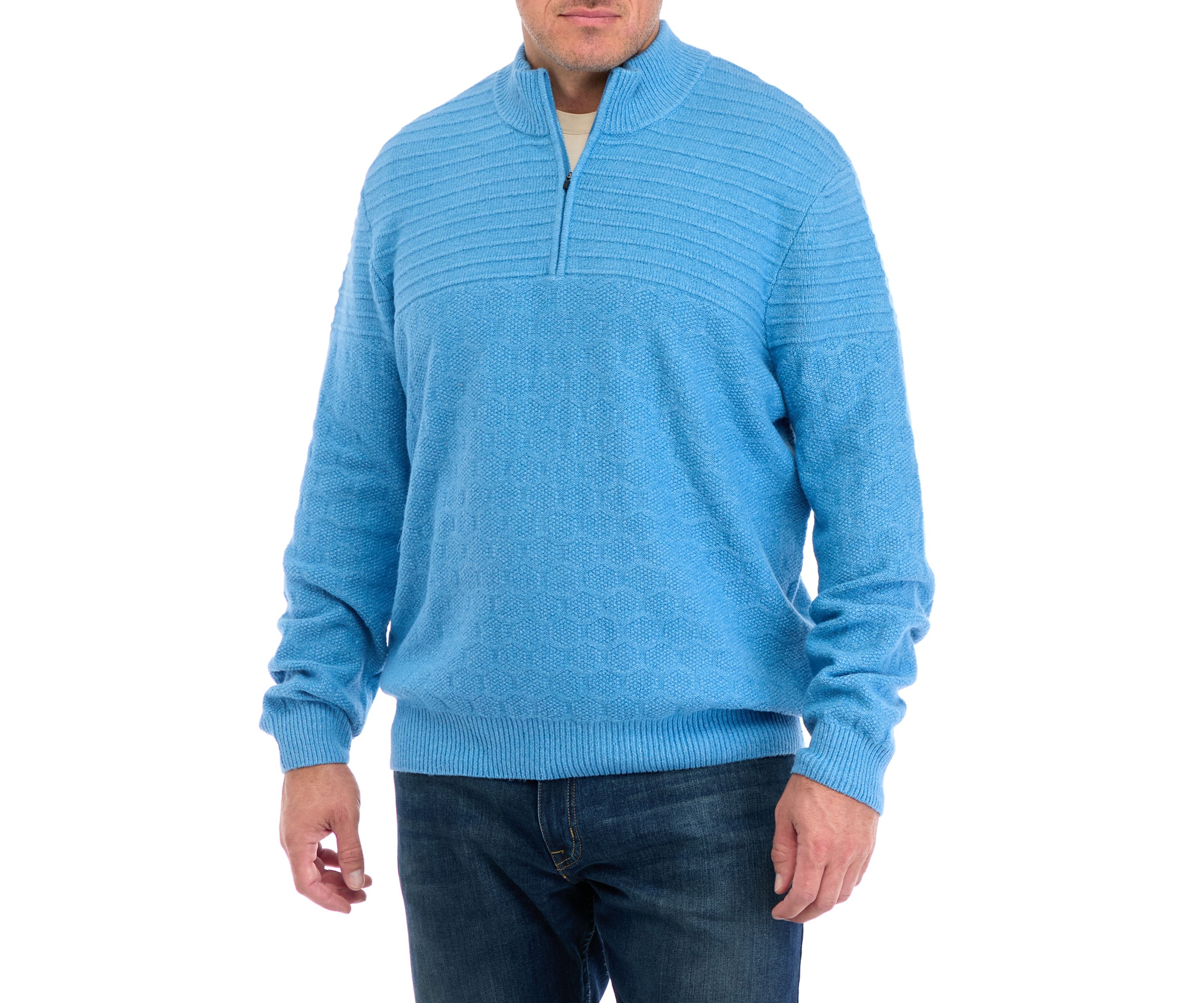 Big & Tall Long Sleeve Textured 1/4 Zip Sweater