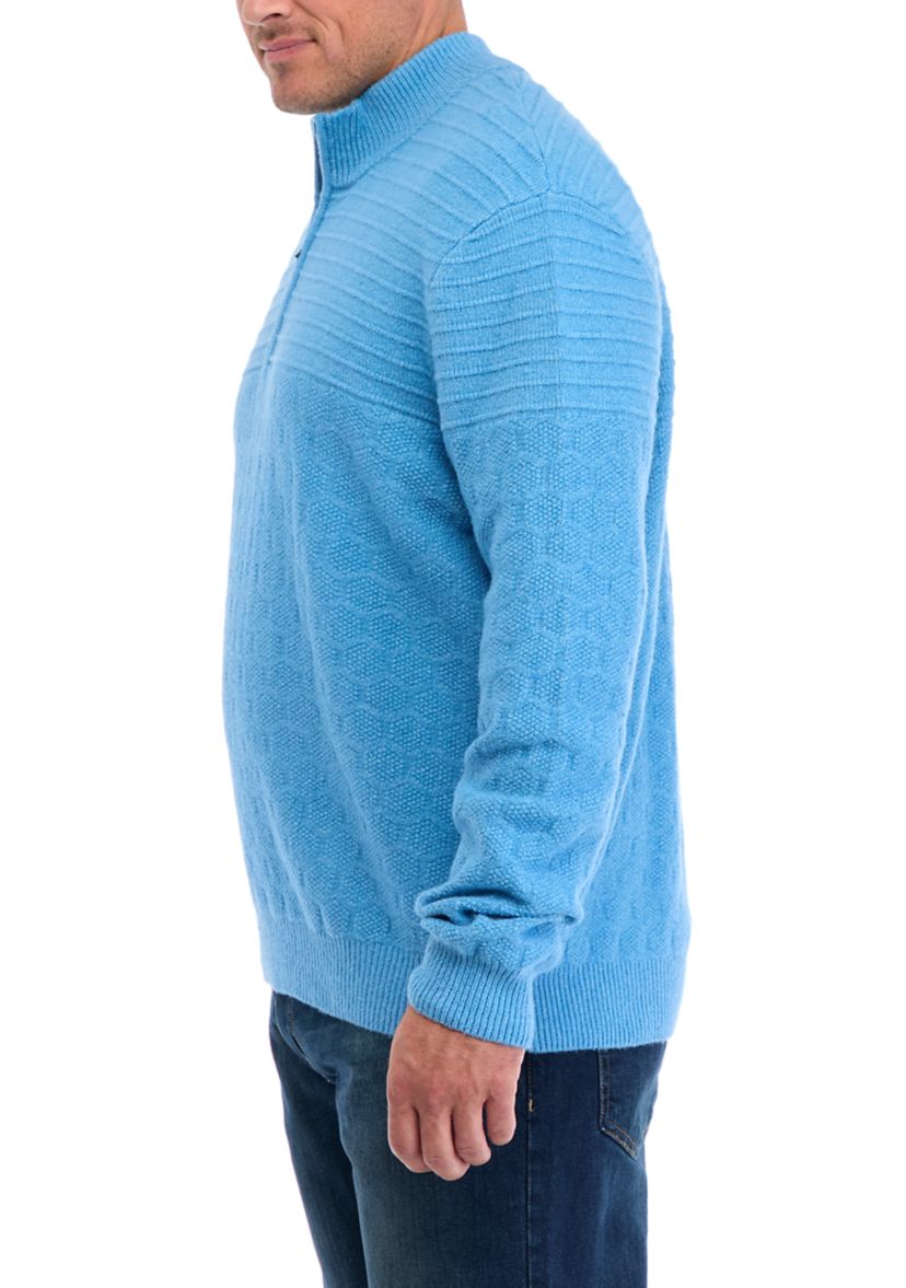 Big & Tall Long Sleeve Textured 1/4 Zip Sweater