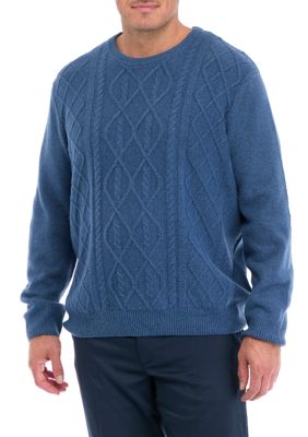 Southern Proper Men's Big & Tall Fisherman Crew Neck Sweater, Blue, 4XL Big