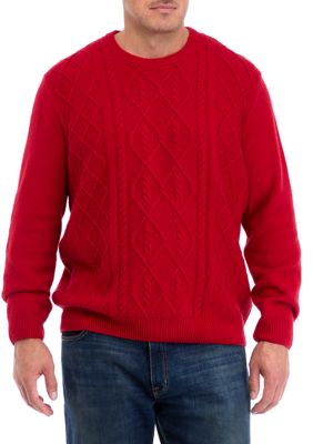 Southern Proper Men's Big & Tall Fisherman Crew Neck Sweater, Red, 3XL Tall