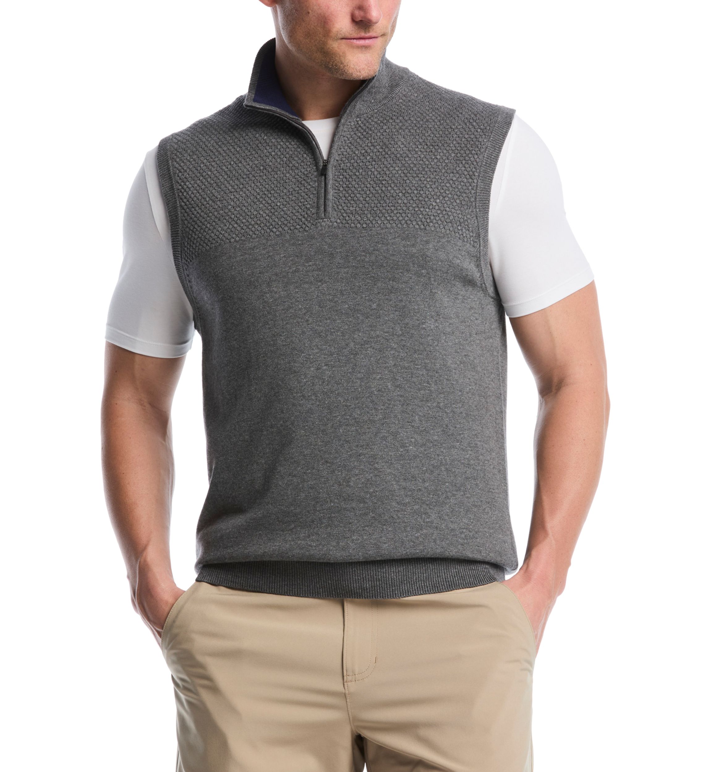 1/4 Zip Blister Stitch Sweater Vest 