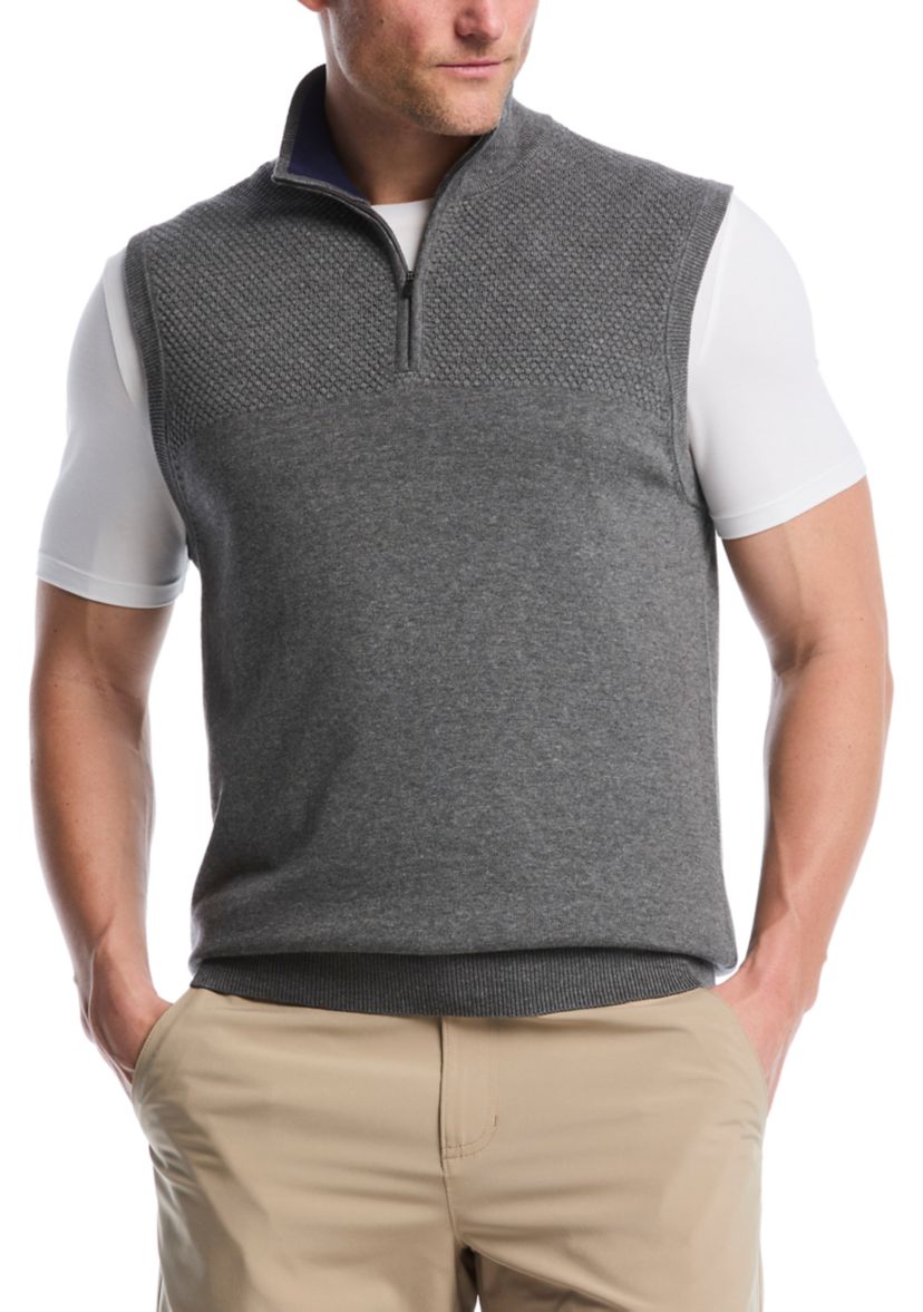1/4 Zip Blister Stitch Sweater Vest 