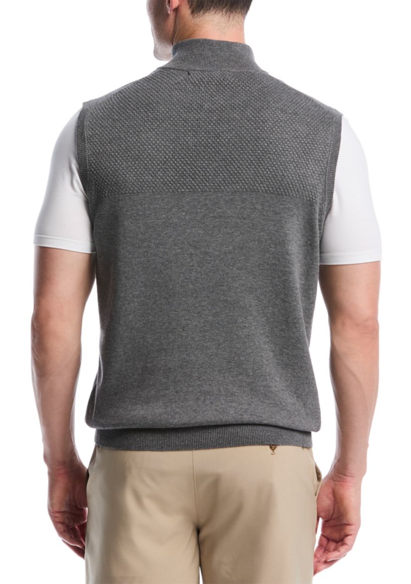 1/4 Zip Blister Stitch Sweater Vest 