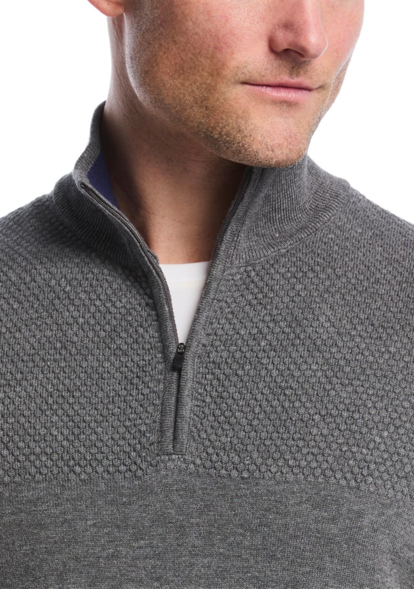 1/4 Zip Blister Stitch Sweater Vest 