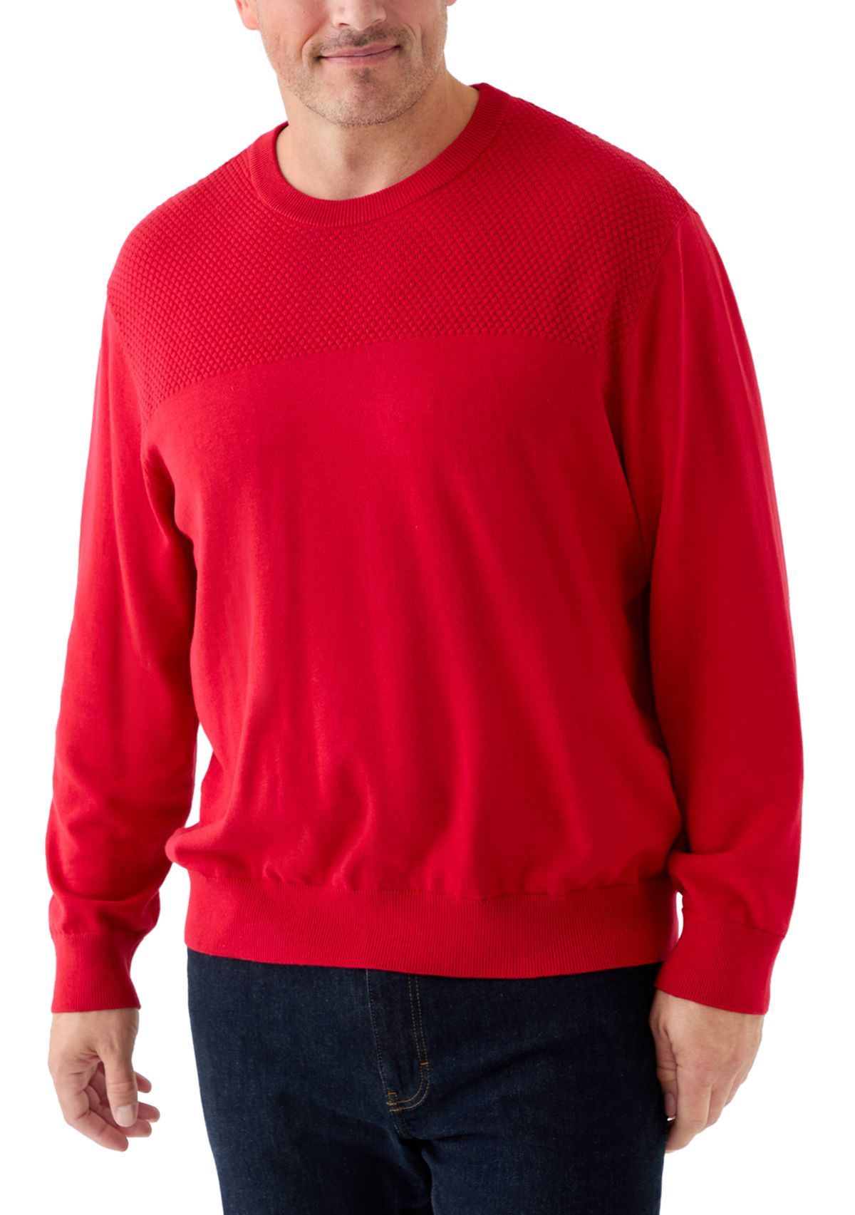 Big & Tall Blister Stitch Crew Neck Sweater