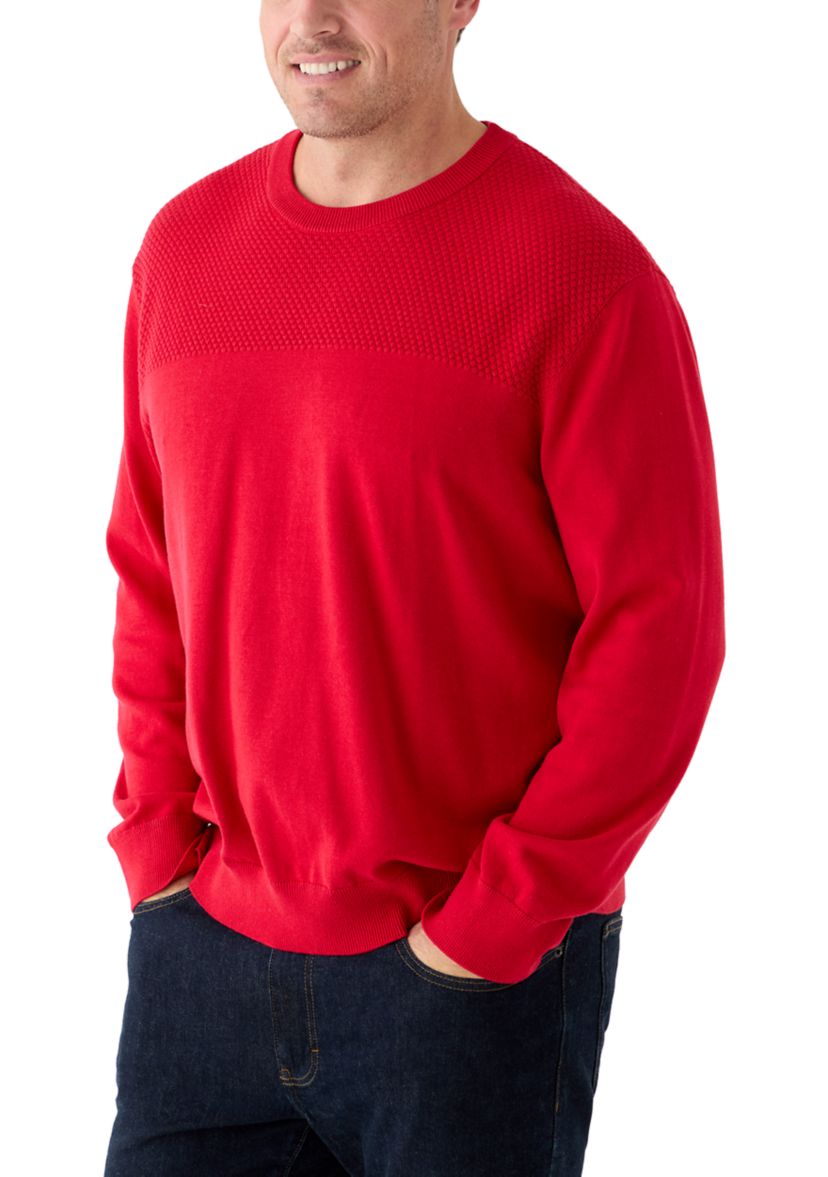 Big & Tall Blister Stitch Crew Neck Sweater
