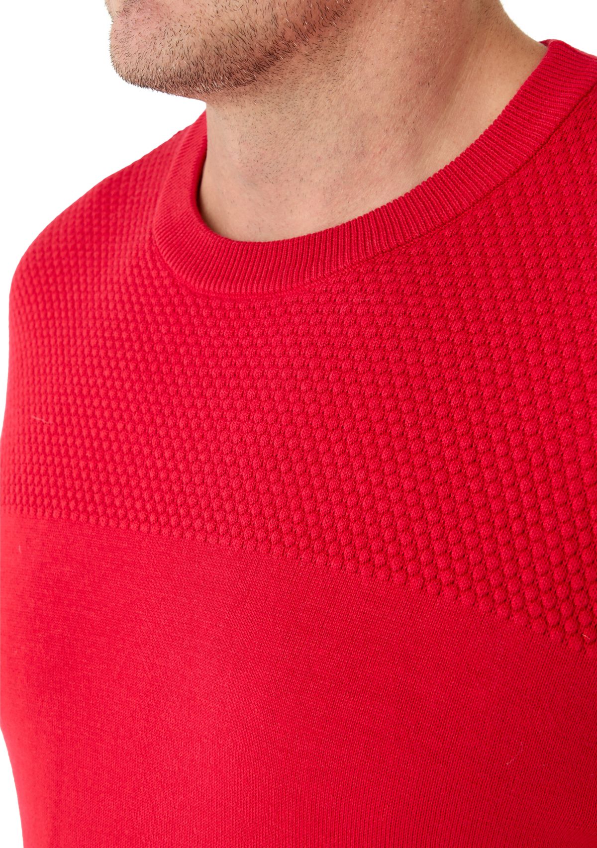 Big & Tall Blister Stitch Crew Neck Sweater