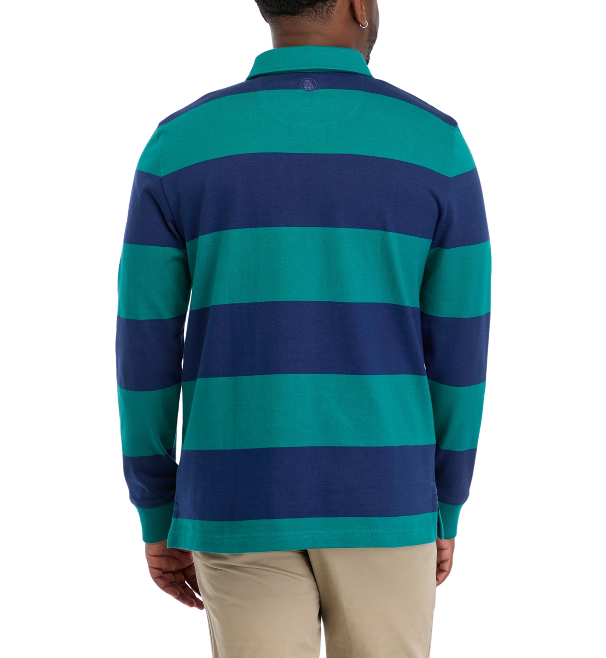 Mens Long Sleeve Stripe Rugby Polo Shirt
