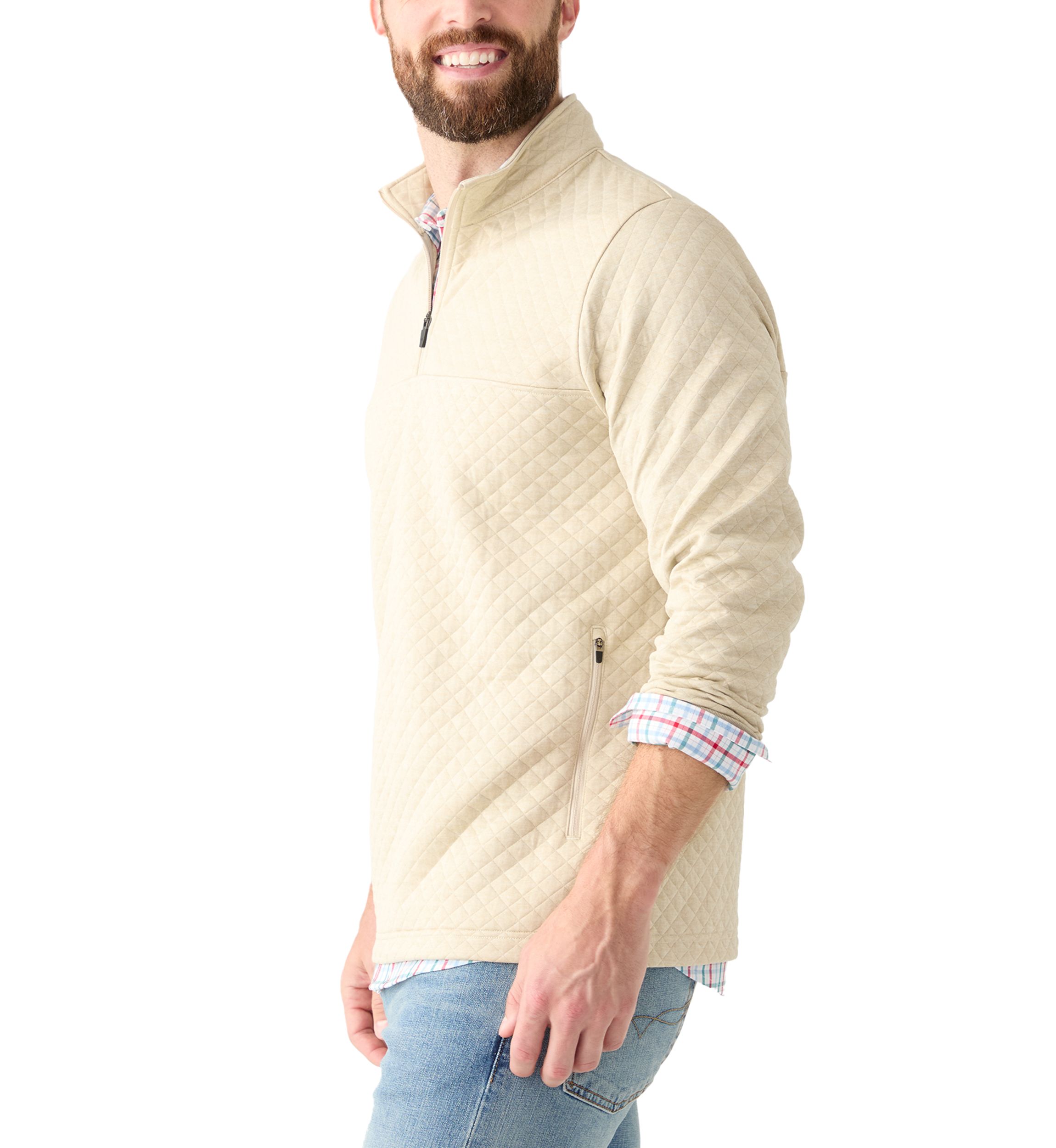 Long Sleeve 1/4 Zip Quilted Pullover Sweater