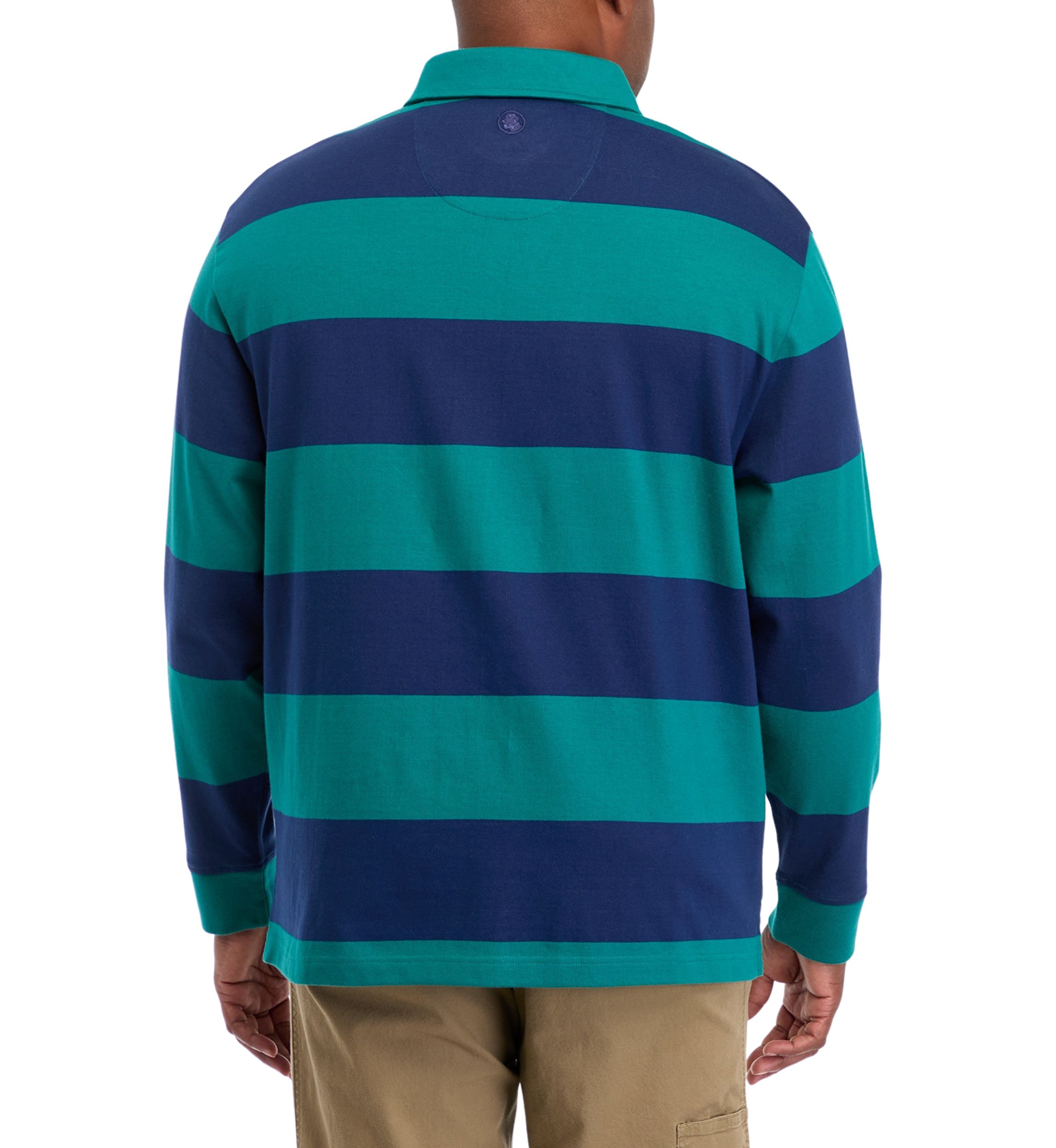 Big & Tall Long Sleeve Stripe Rugby Polo Shirt