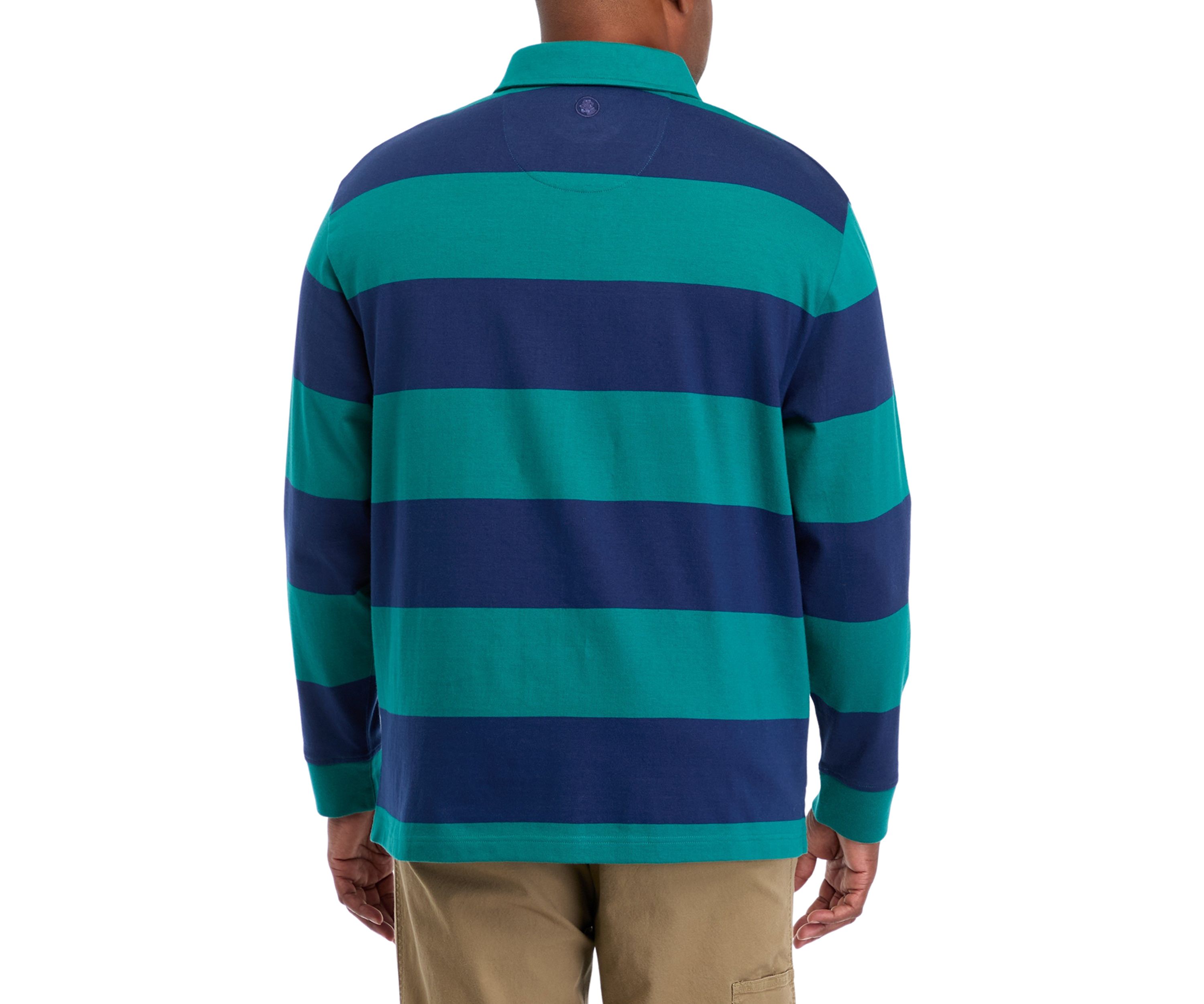 Big & Tall Long Sleeve Stripe Rugby Polo Shirt